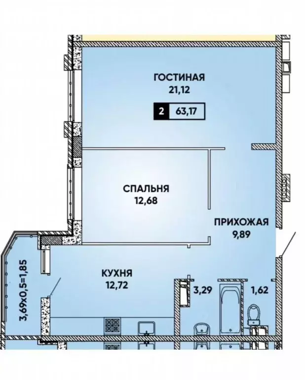 2-к кв. Краснодарский край, Краснодар ул. Григория Булгакова, 6 (61.0 ... - Фото 0