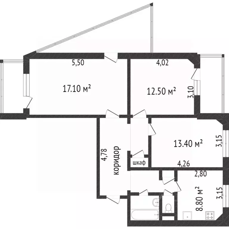 3-к кв. Белгородская область, Белгород 10-й мкр, ул. Спортивная, 20 ... - Фото 2