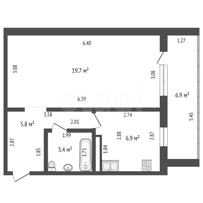 1-комнатная квартира: Стерлитамак, улица Артёма, 102 (35.9 м) - Фото 1