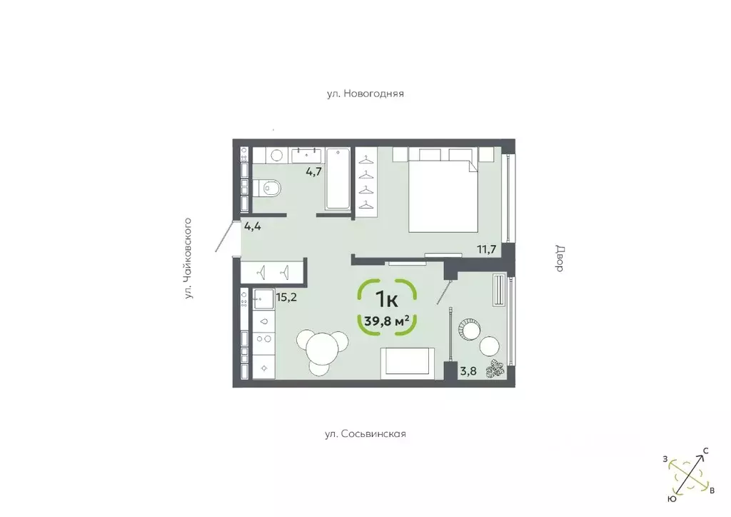 1-к кв. Тюменская область, Тюмень Сосьвинская ул., 31к1 (39.8 м) - Фото 0