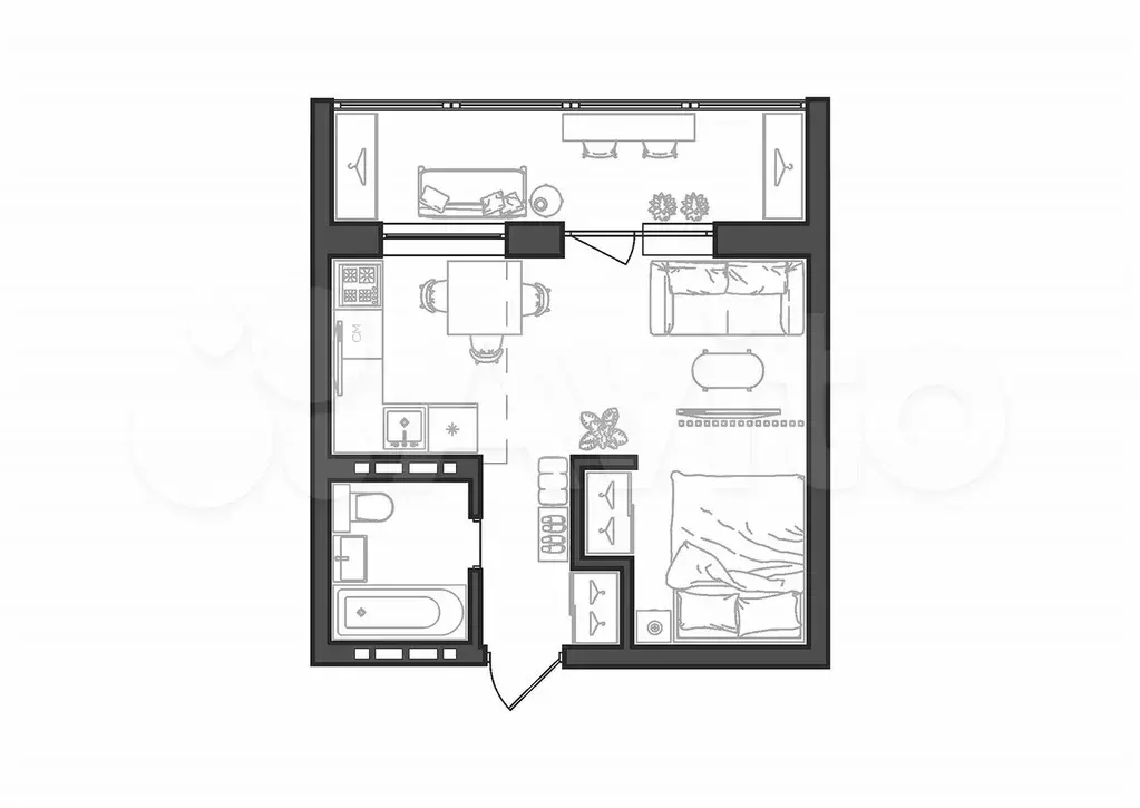 Квартира-студия, 30,9 м, 1/8 эт. - Фото 0