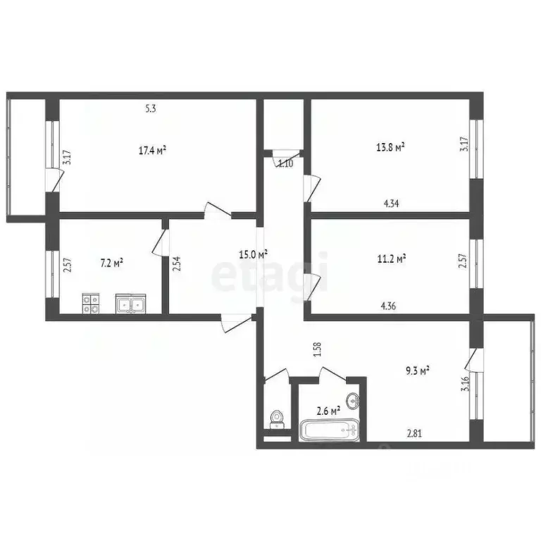 4-к кв. Ямало-Ненецкий АО, Ноябрьск ул. Изыскателей, 40 (79.0 м) - Фото 2