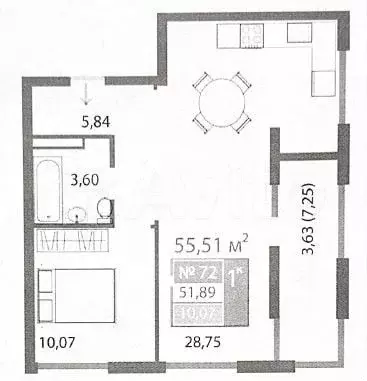 1-к. квартира, 55,5 м, 9/12 эт. - Фото 0