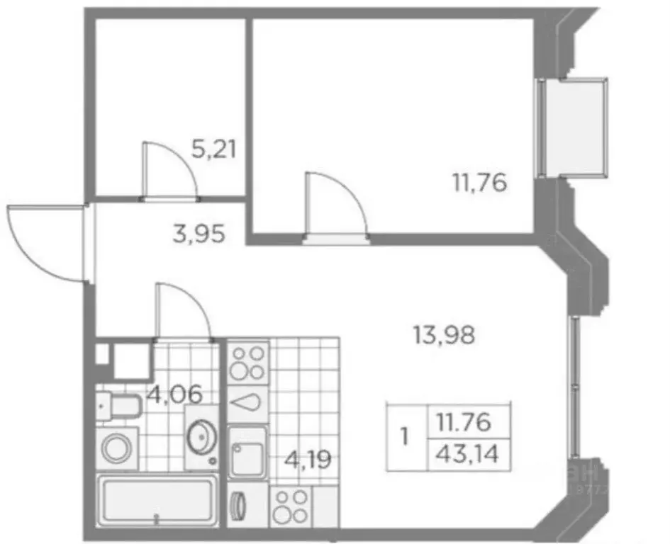1-к кв. Санкт-Петербург ул. Помяловского, 3 (43.0 м) - Фото 2