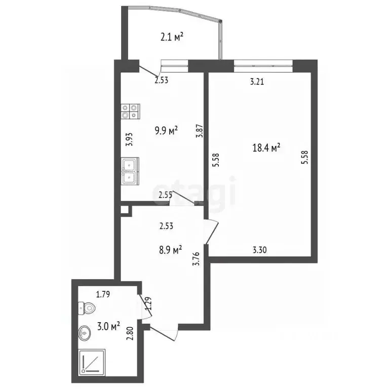 1-к кв. Чувашия, Чебоксары ул. А.В. Асламаса, 16 (41.7 м) - Фото 2