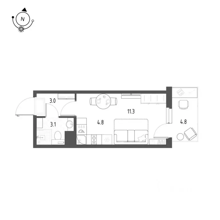 Студия Санкт-Петербург ш. Суздальское, 22к3 (23.5 м) - Фото 0