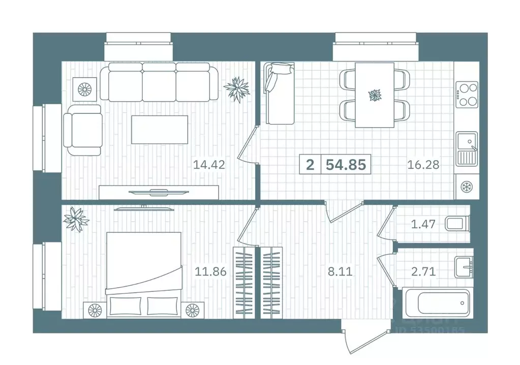 2-к кв. Ханты-Мансийский АО, Нефтеюганск 9А мкр, Прибрежный Парк жилой ... - Фото 1