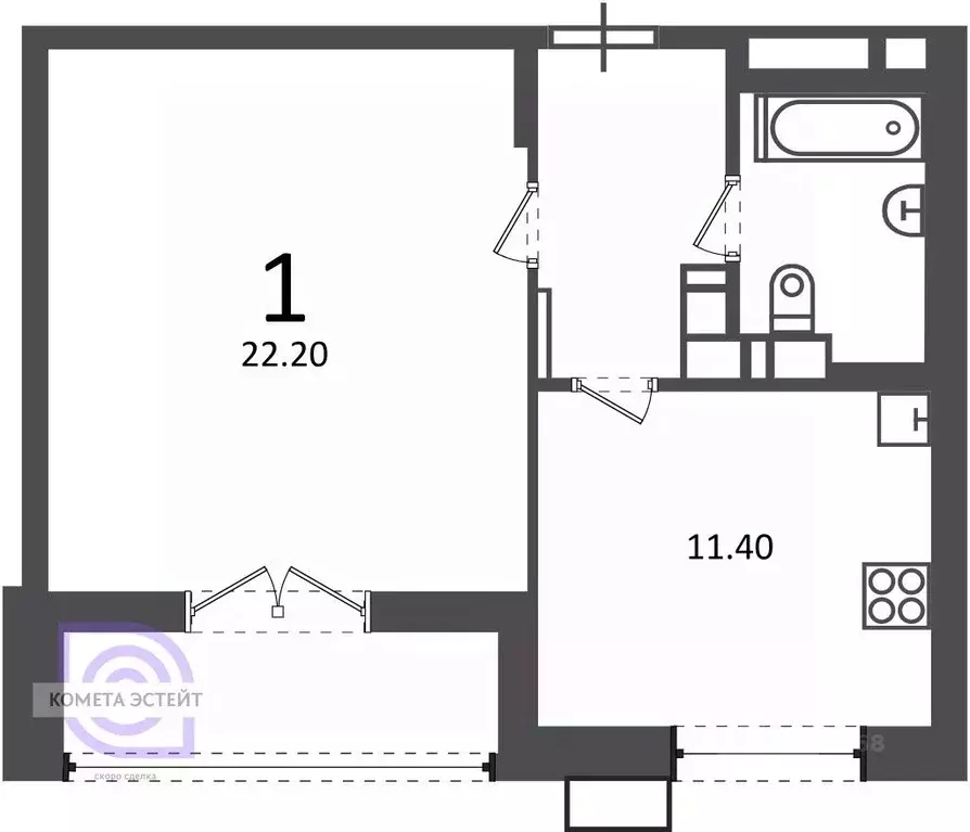 1-к кв. Москва Дмитровское ш., 55А (42.3 м) - Фото 1