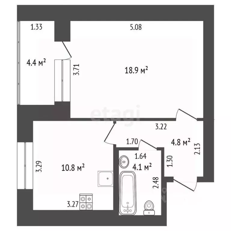 1-к кв. Ростовская область, Батайск Комсомольская ул., 87к1 (43.0 м) - Фото 1