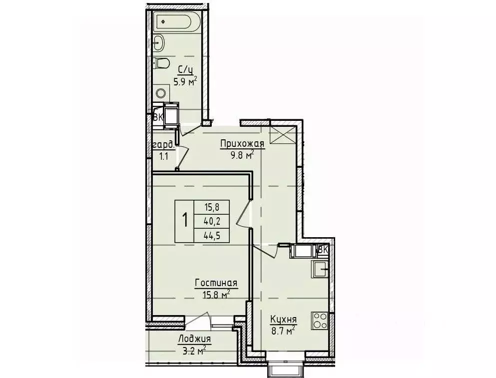 1-к кв. Московская область, Щелково пер. 1-й Советский, 20 (44.5 м) - Фото 1
