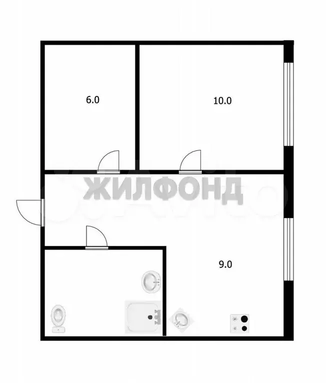 2-к. квартира, 34,7 м, 3/3 эт. - Фото 0