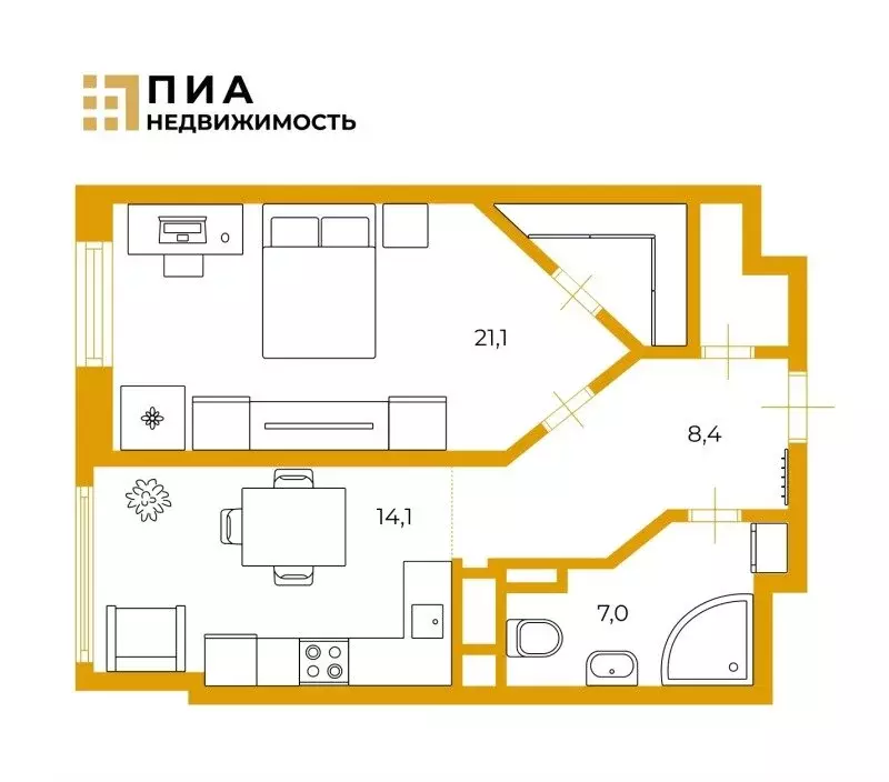 1-комнатная квартира: Москва, Кронштадтский бульвар, 49к1 (53.1 м) - Фото 1