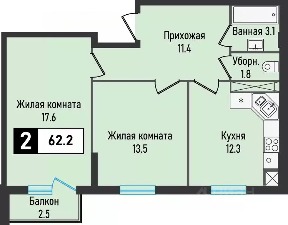 2-к кв. Ставропольский край, Железноводск городской округ, пос. ... - Фото 0