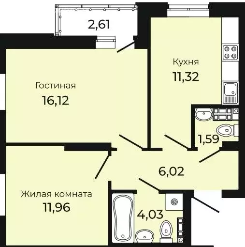 2-комнатная квартира: Екатеринбург, улица Краснолесья, 96 (52 м) - Фото 0