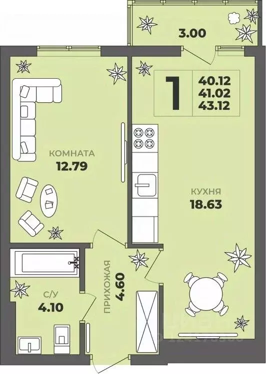 1-к кв. Калининградская область, Калининград ул. Генерала Толстикова, ... - Фото 1