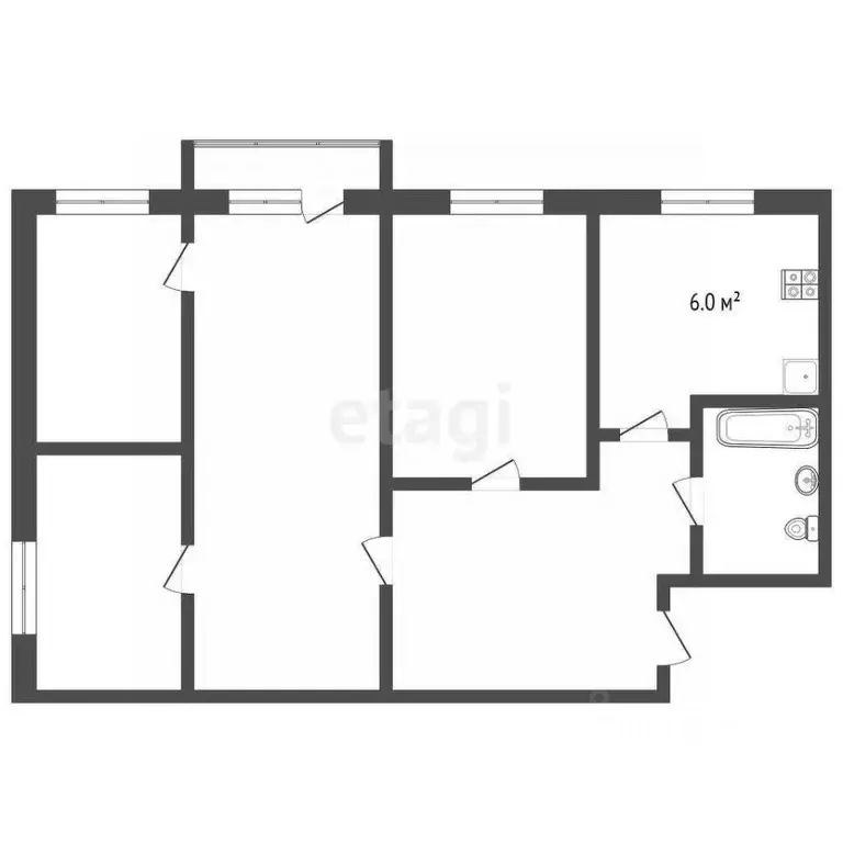 4-к кв. Кемеровская область, Юрга Комсомольская ул., 8 (60.7 м) - Фото 1