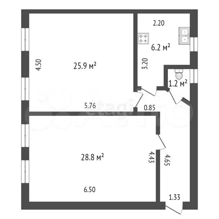 2-к. квартира, 70,5 м, 2/5 эт. - Фото 0