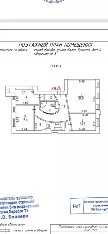4-к кв. Москва Малая Бронная ул., 4 (113.8 м) - Фото 2