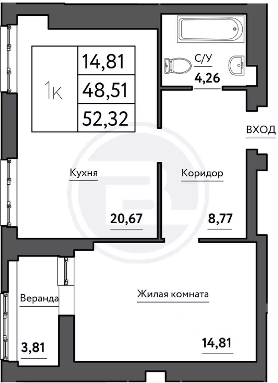 1-к кв. Самарская область, Самара Корабельная ул., 13 (52.32 м) - Фото 0