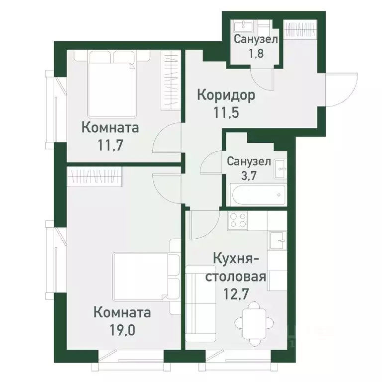 2-к кв. Челябинская область, Челябинский городской округ, пос. ... - Фото 0