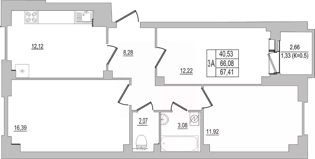 3-к кв. Псковская область, Псков ул. Юности, 32 (67.41 м) - Фото 0