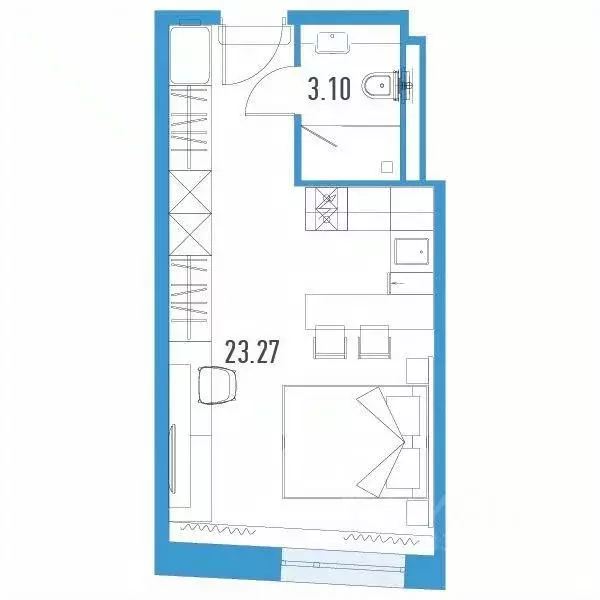Студия Санкт-Петербург Ленинский просп., 153уч1 (26.37 м) - Фото 0
