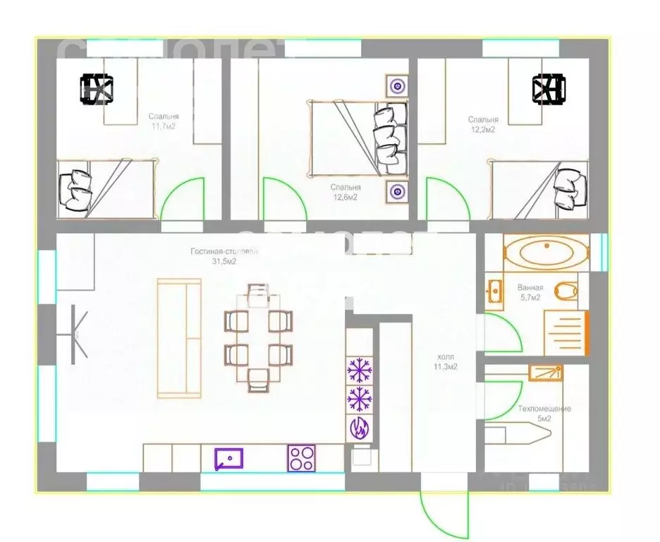 Дом в Томская область, Томский район, Зоркальцевское с/пос, с. ... - Фото 2