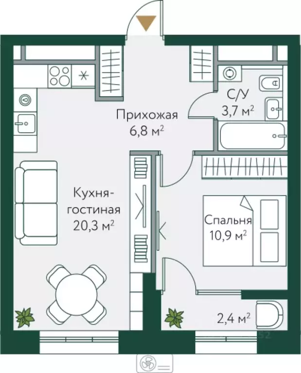 1-к кв. Волгоградская область, Волгоград Новосибирская ул., 74 (44.1 ... - Фото 1