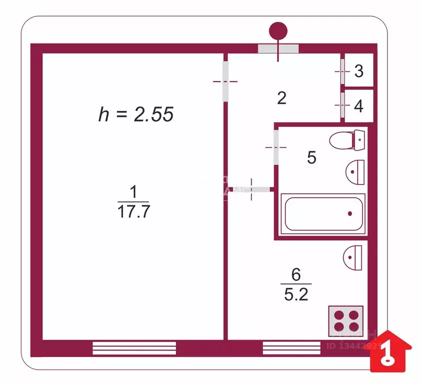 1-к кв. Омская область, Омск просп. Мира, 161Г (30.2 м) - Фото 2