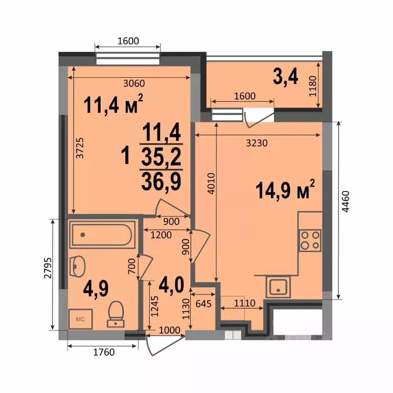 1-к кв. Владимирская область, Владимир Веризино мкр, Веризино лайф ... - Фото 1