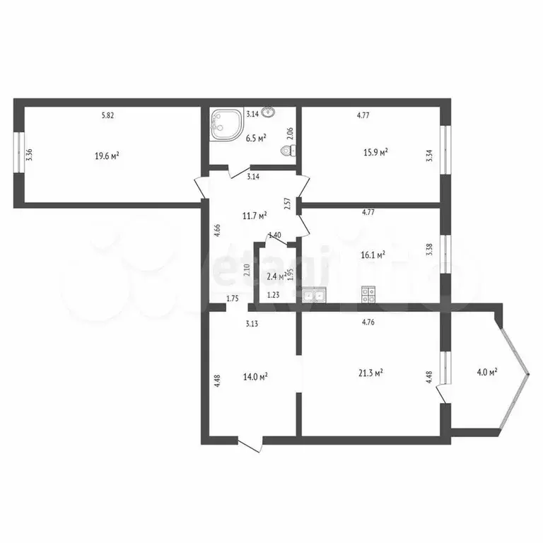 3-к. квартира, 107,5 м, 4/7 эт. - Фото 0