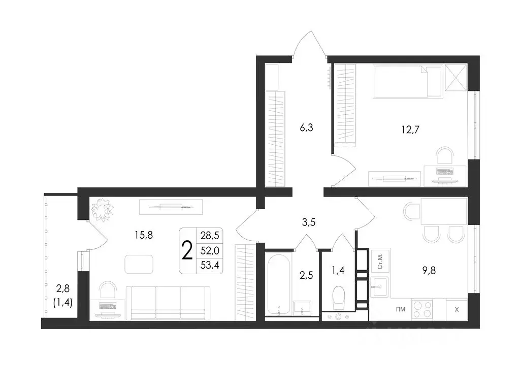 2-к кв. Воронежская область, Воронеж Первое Мая мкр, Май жилой ... - Фото 1