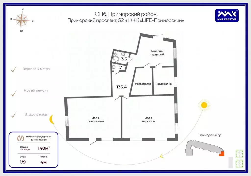 Помещение свободного назначения в Санкт-Петербург Приморский просп., ... - Фото 1