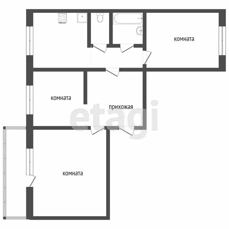 3-комнатная квартира: Нижний Тагил, Ленинградский проспект, 14 (61.9 ... - Фото 1