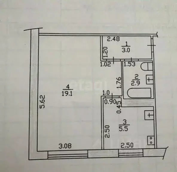 1-к кв. Татарстан, Казань ул. Нурсултана Назарбаева, 68 (30.5 м) - Фото 2