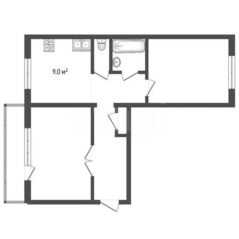 2-комнатная квартира: Прокопьевск, улица Обручева, 61 (52 м) - Фото 1