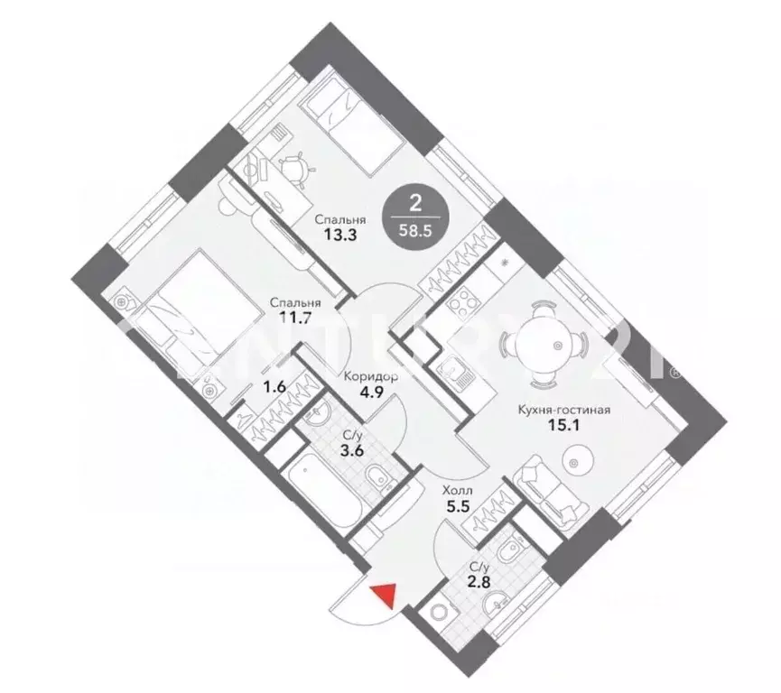 2-к кв. Москва Летниковская ул., 6к1 (58.5 м) - Фото 2