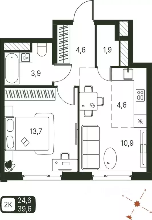 Студия Пермский край, Пермь ул. Серебристая, 1 (39.6 м) - Фото 1