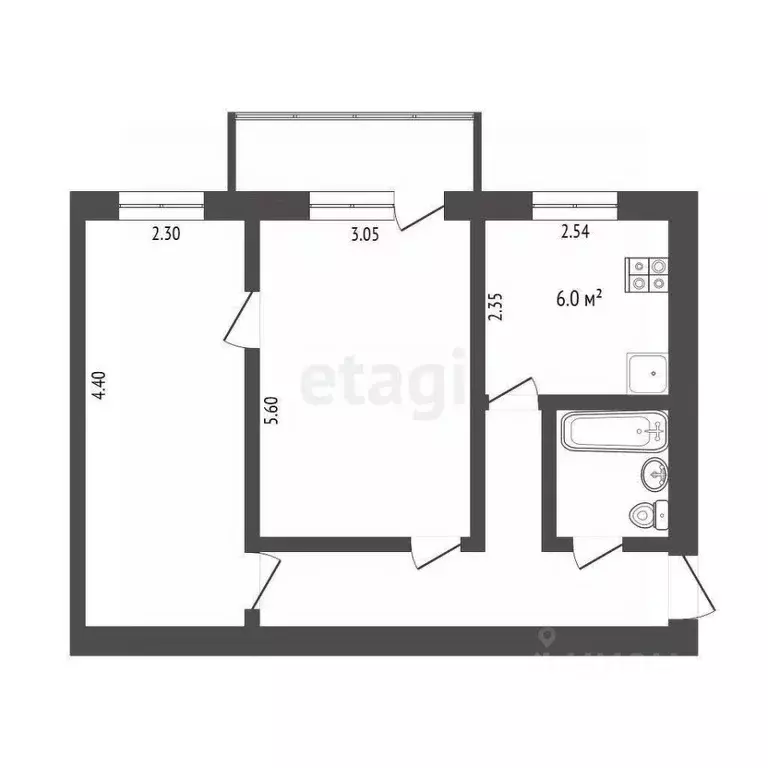2-к кв. Томская область, Томск тракт Иркутский, 164 (42.8 м) - Фото 2