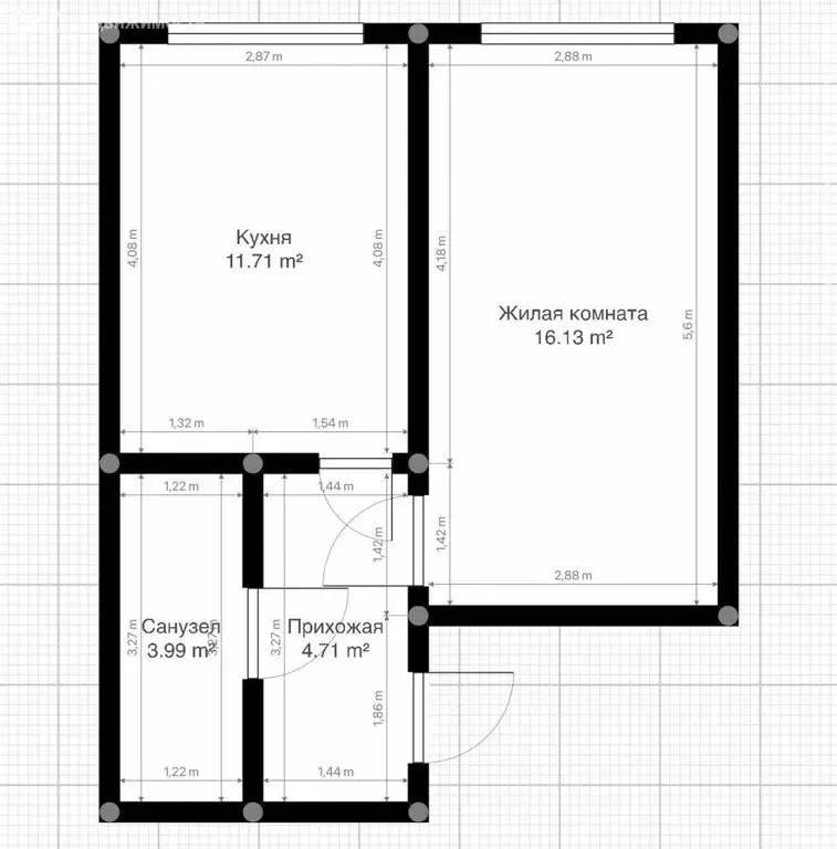 1-комнатная квартира: Нальчик, район Горная, Солнечная улица, 40 (37.5 ... - Фото 0