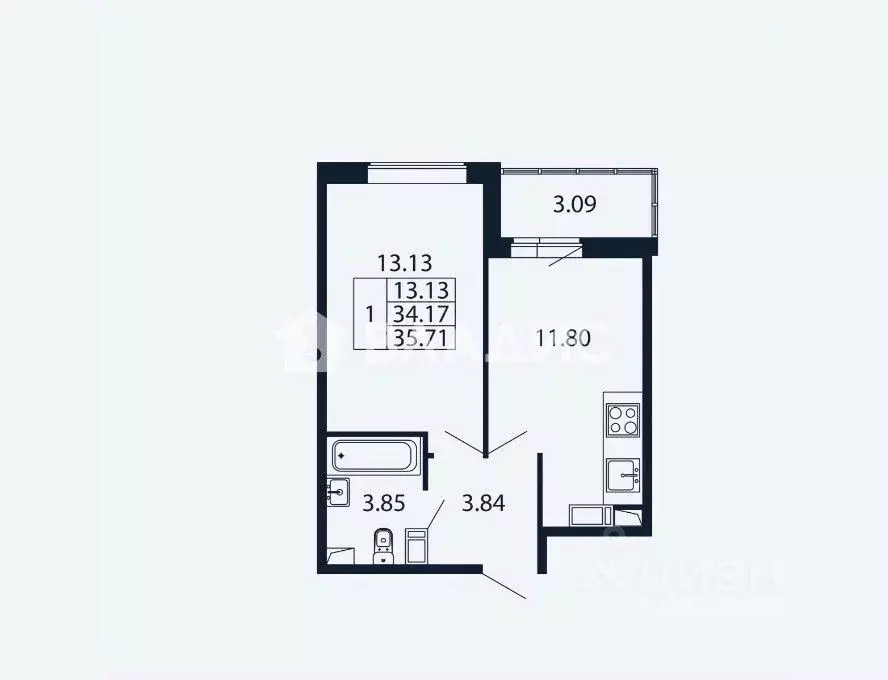 1-к кв. Ленинградская область, Мурино Всеволожский район, ул. ... - Фото 2