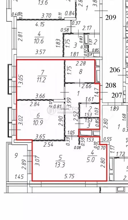 3-к. квартира, 54 м, 2/6 эт. - Фото 1