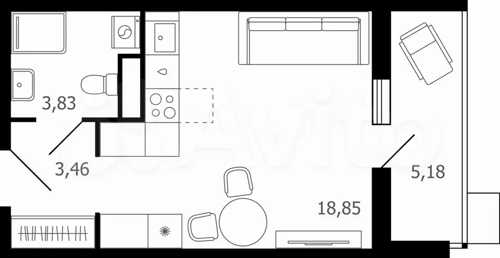 Квартира-студия, 28,8 м, 14/16 эт. - Фото 0