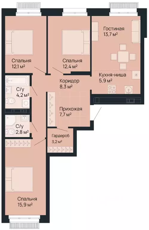 3-к кв. Нижегородская область, Нижний Новгород Резиденция жилой ... - Фото 0