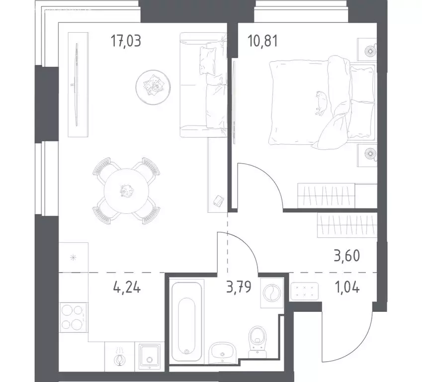 1-комнатная квартира: село Ям, ЖК Прибрежный Парк, 10.1 (40.51 м) - Фото 1