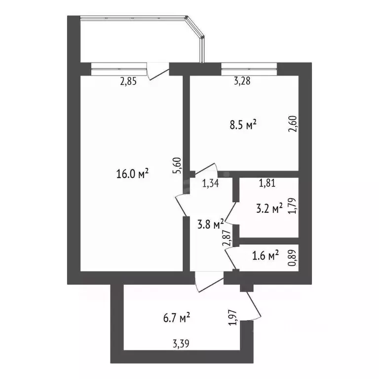 1-к кв. Амурская область, Благовещенск Студенческая ул., 43/1 (34.0 м) - Фото 2