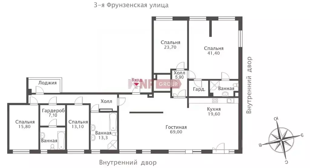 5-к кв. Москва 3-я Фрунзенская ул., 5к1 (250.5 м) - Фото 1