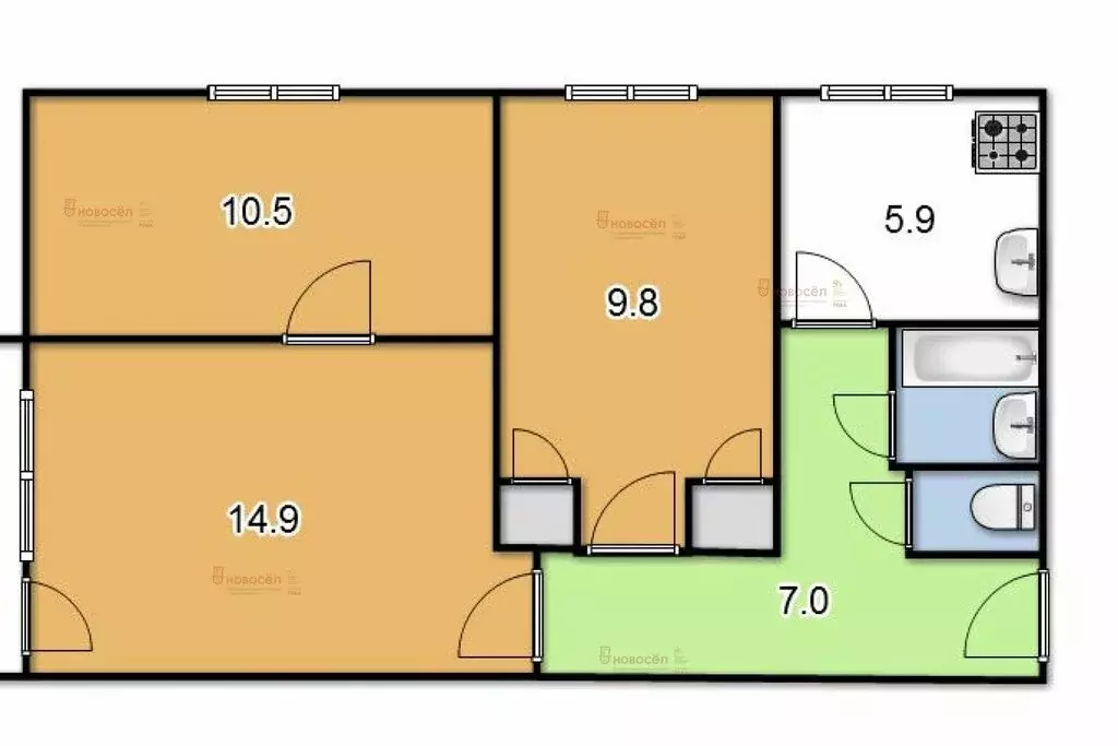 3-комнатная квартира: Екатеринбург, улица Отто Шмидта, 74 (53 м) - Фото 1