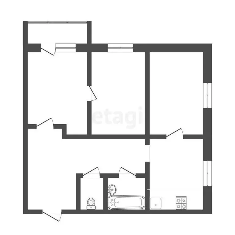3-комнатная квартира: Тавда, улица Ленина, 96 (60 м) - Фото 0