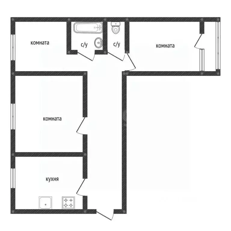3-к кв. Башкортостан, Уфа Шакша-Южная жилрайон, ул. Сельская, 6 (65.0 ... - Фото 2